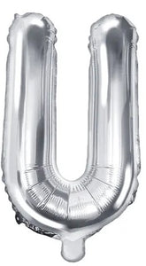 Globo de foil Letra ''U'', 35cm, plata